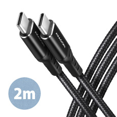 AXAGON BUCM-CM20AB, HQ kabel USB-C <-> USB-C, 2m, USB 2.0, PD 60W 3A, ALU, oplet, černý AXAGON BUCM-CM20AB, HQ kabel USB-C <-> USB-C, 2m, USB 2.0, PD 60W 3A, ALU, oplet, černý